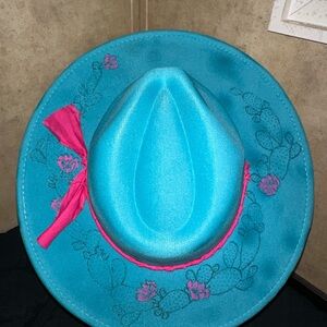 Cactus Flower Turquoise and Pink Western Hat